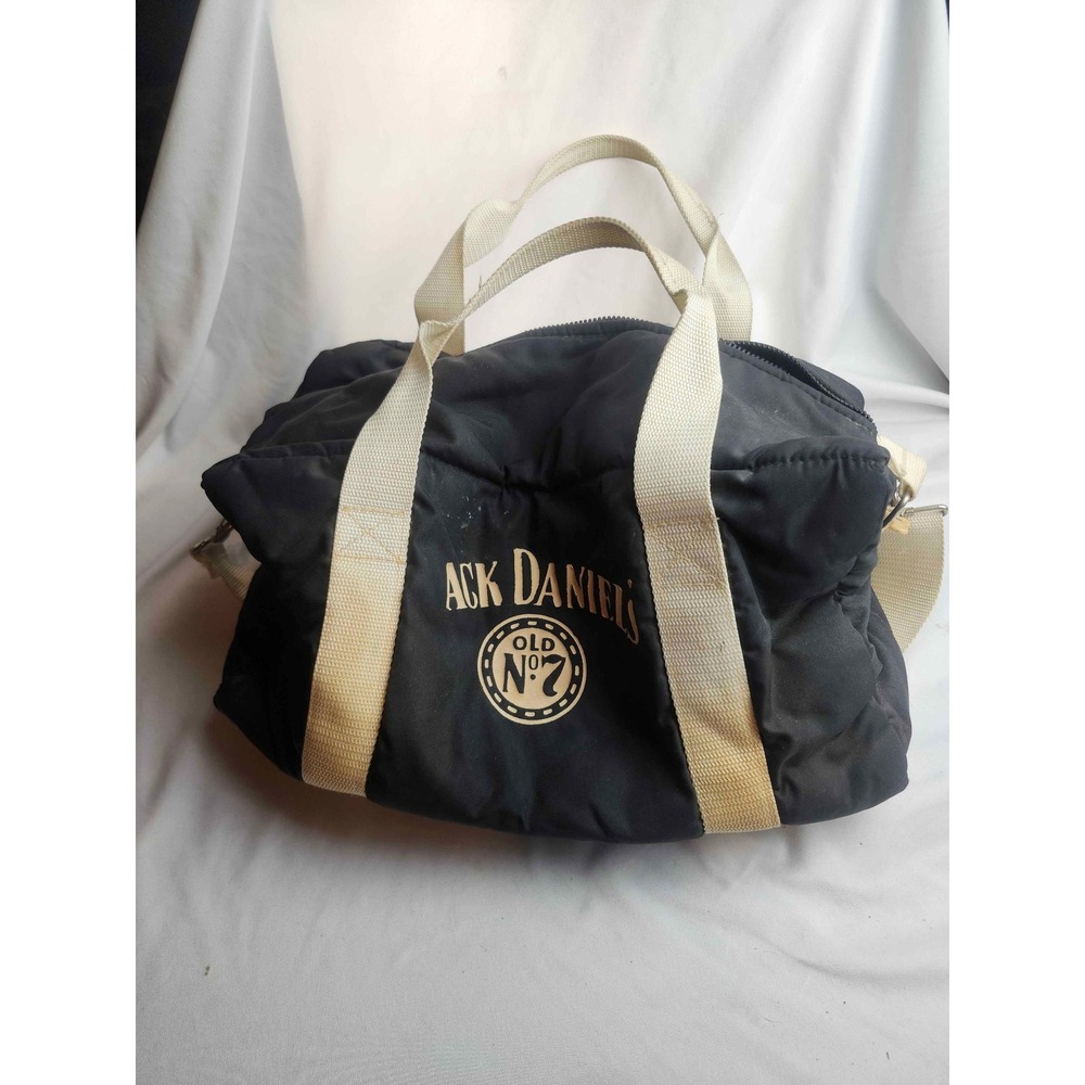 Vintage Jack Daniels Old No 7 Duffle Bag Black Canvas Strap Harley Keychain